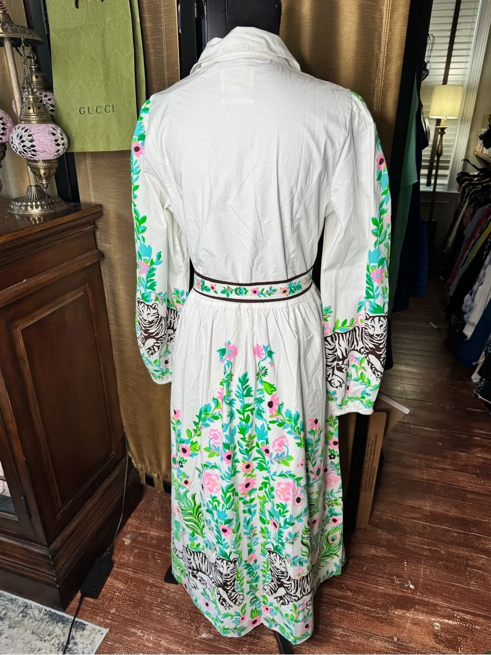 NWT Lilly Pulitzer Luanne Stretch Midi Shirt Dress Royal Zoo Size 12 $328 - Picture 4 of 10